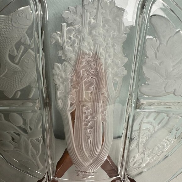 Vintage Indiana Glass Etched Frosted 5 Section Divided Serving Plate 10.25" - Picture 4 of 8